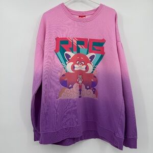 Disney Turning Red Sweatshirt Women XL Pink Purple Mei RPG Pullover Pixar Comfy
